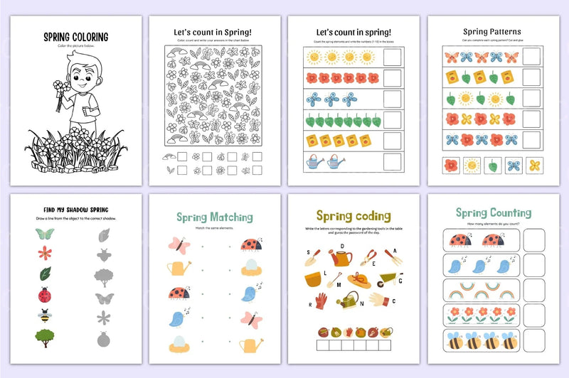 Kindergarten Spring Workbook for Early Learning - CraftNest - Digital Crafting and Art
