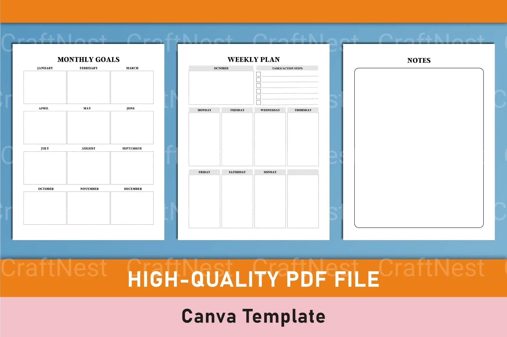 Side Hustle Project Planner Template on Canva - CraftNest - Digital Crafting and Art