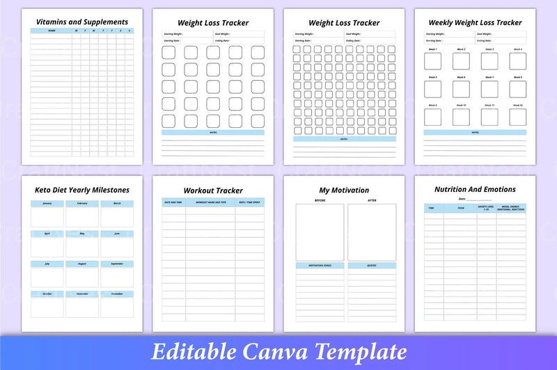 Keto Diet Planner Canva Interior - CraftNest - Digital Crafting and Art