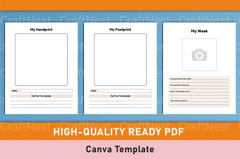 Baby Memory Book Template - Canva Design - CraftNest - Digital Crafting and Art