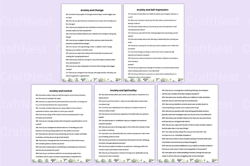 400 Deep Anxiety Prompts for Mindfulness - CraftNest - Digital Crafting and Art