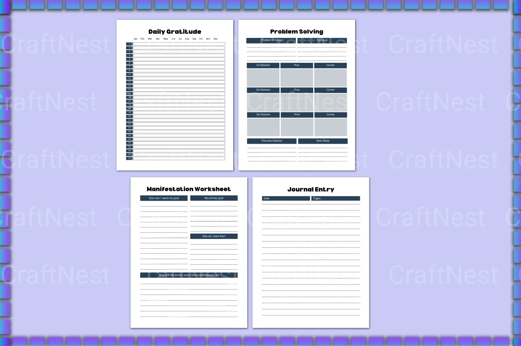 Mental Health Planner for Well-being and Organization - CraftNest - Digital Crafting and Art