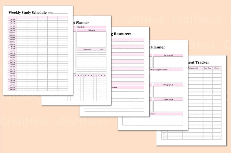 College Student Planner for Effective Organization - CraftNest - Digital Crafting and Art