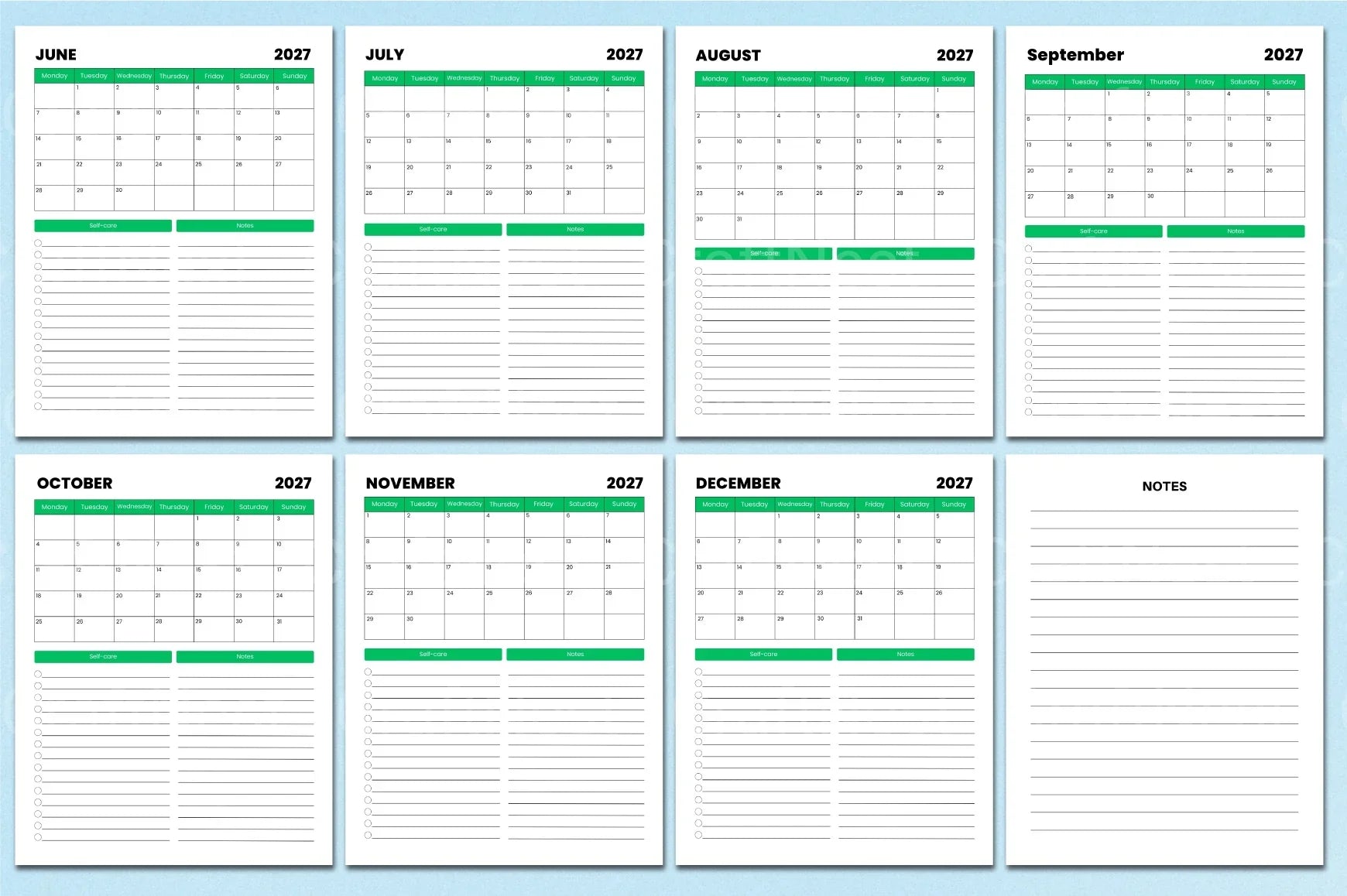 Monthly Agenda Planner - CraftNest - Digital Crafting and Art