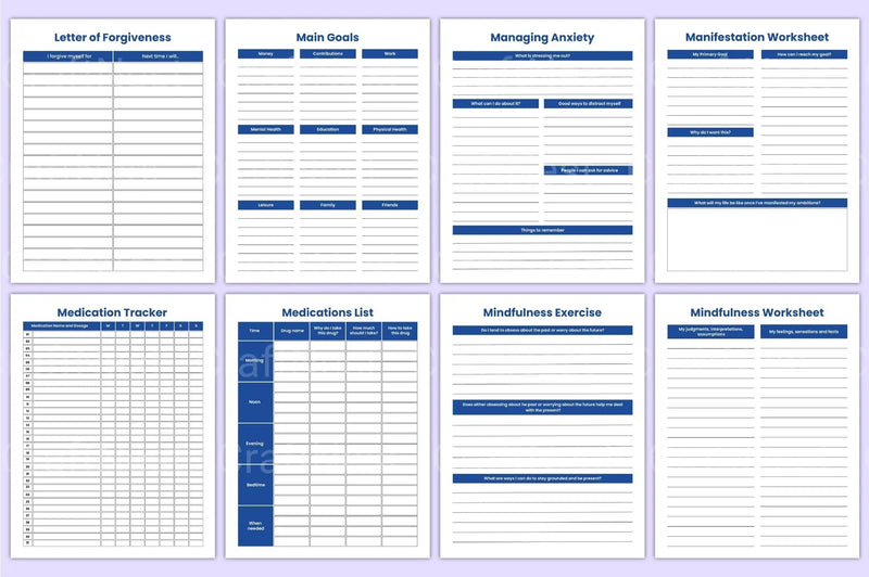 Mental Health Planner for Wellness and Self-Care - CraftNest - Digital Crafting and Art
