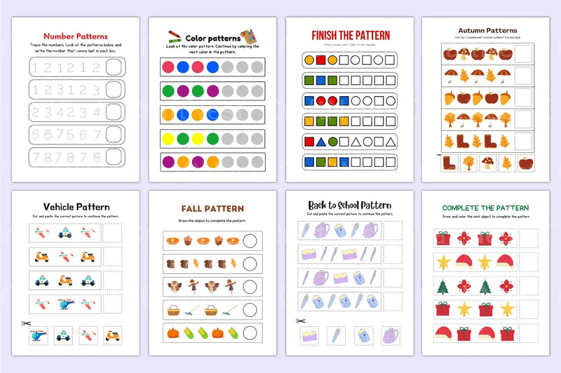 Kindergarten Pattern Workbook for Early Learning - CraftNest - Digital Crafting and Art