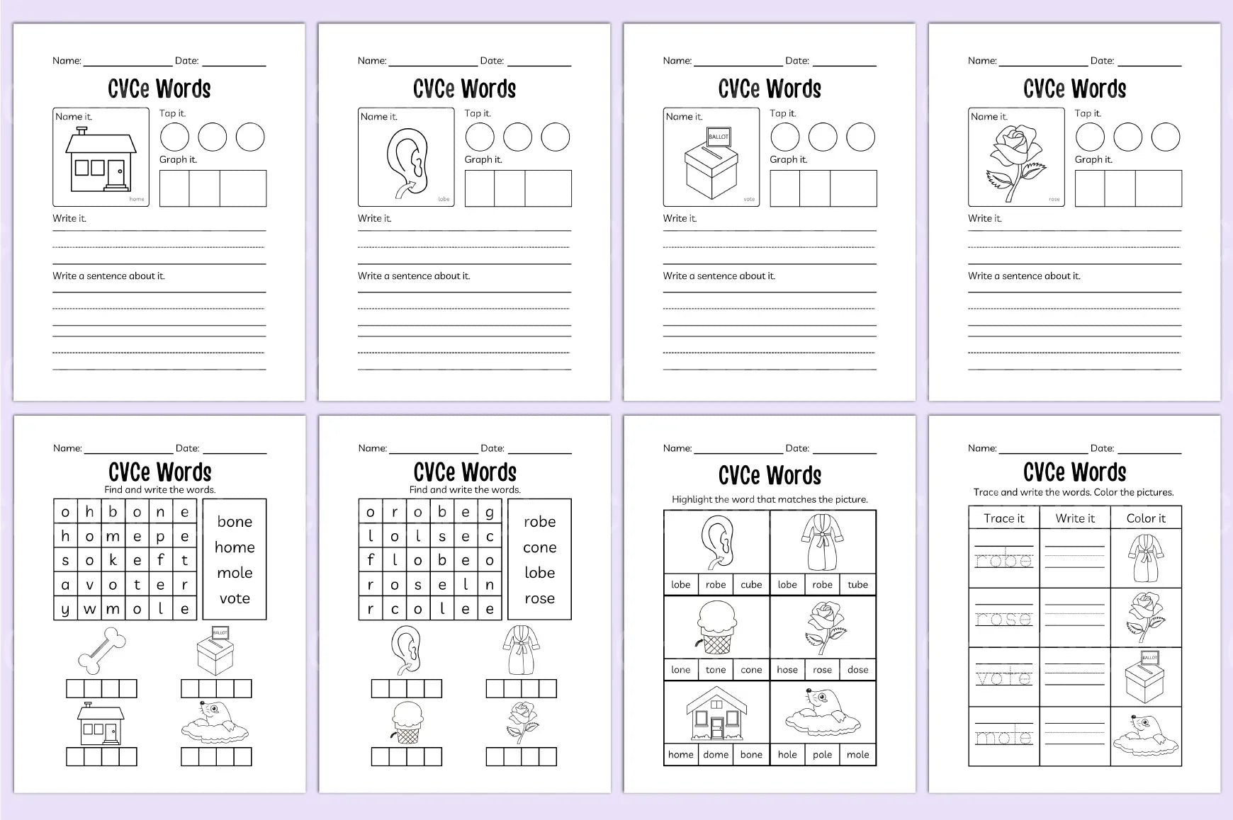 Kindergarten CVCE Workbook for Early Literacy Skills - CraftNest - Digital Crafting and Art