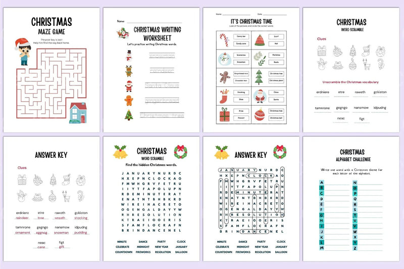 Kindergarten Christmas Workbook - CraftNest - Digital Crafting and Art