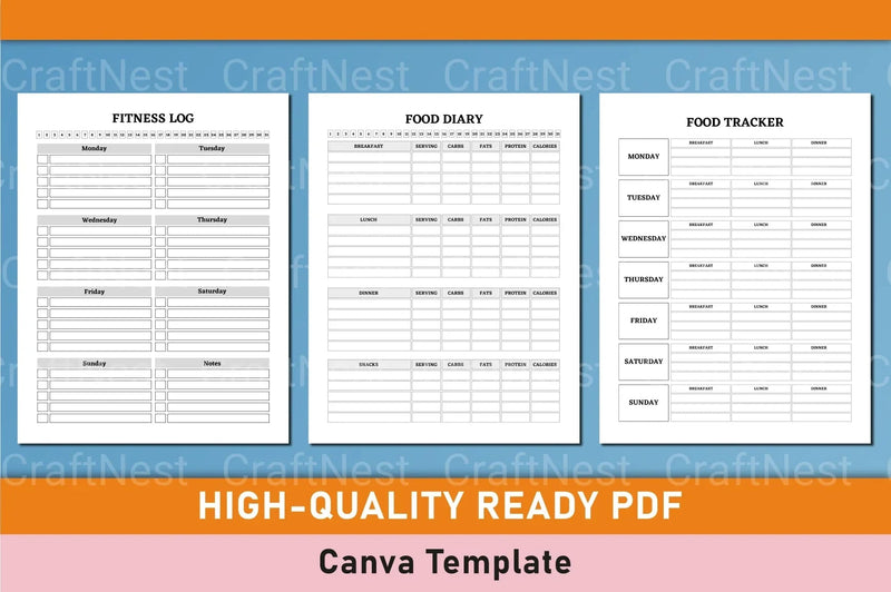 Customizable Fitness Planner Canva Template - CraftNest - Digital Crafting and Art