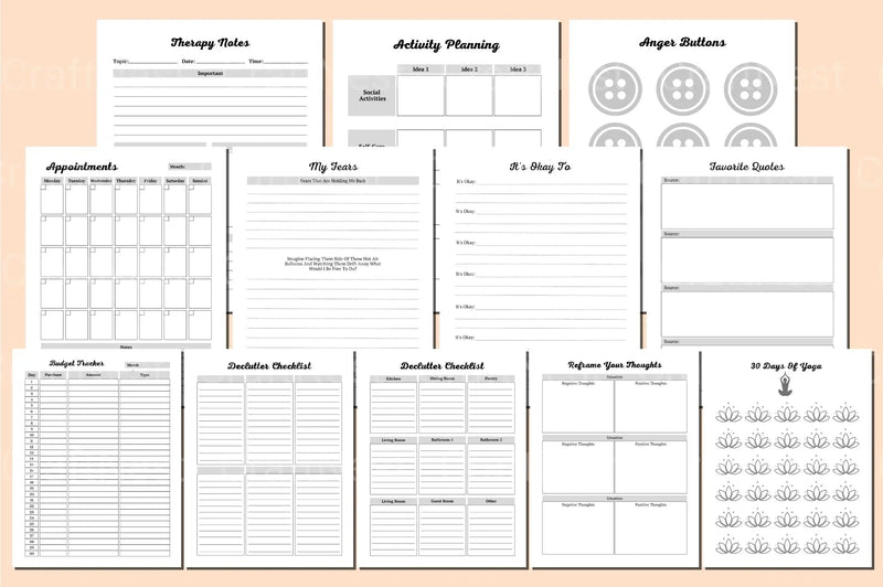 Health Self-Care Planner - CraftNest - Digital Crafting and Art