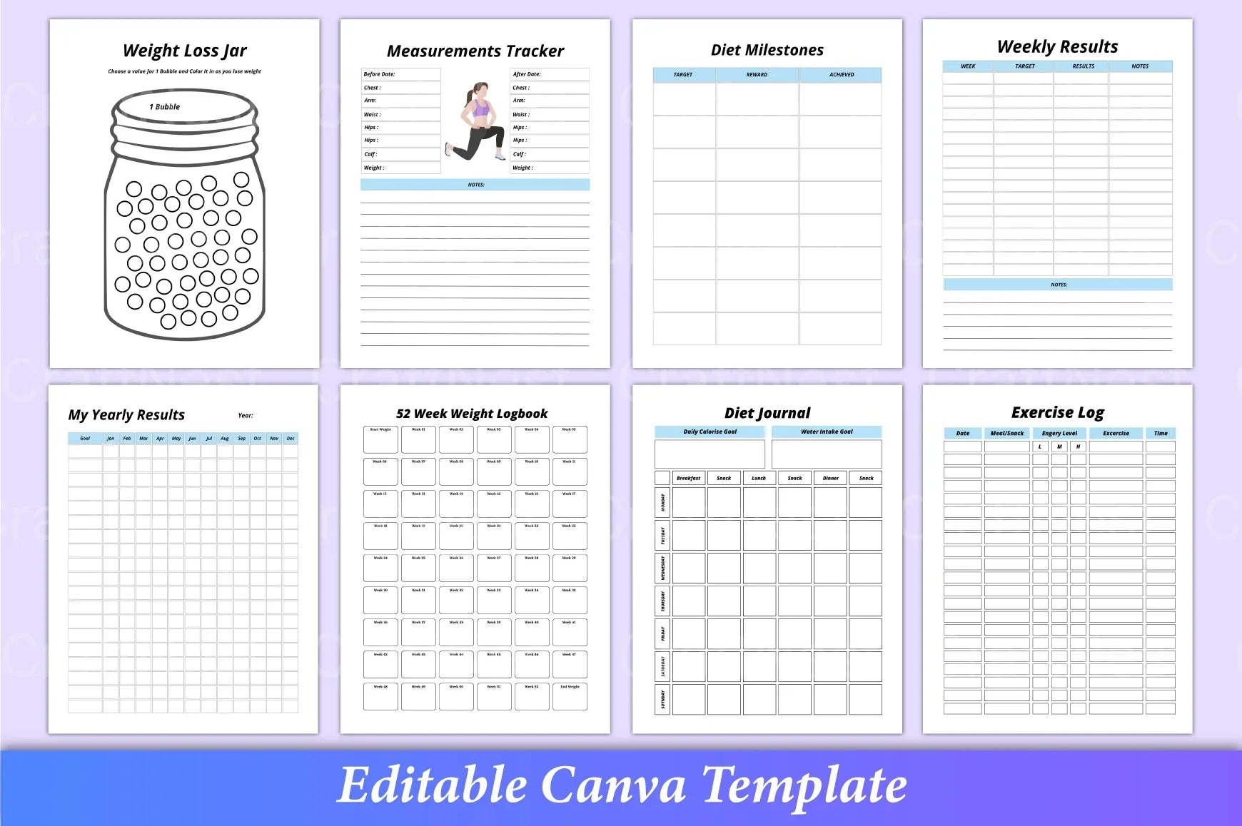 Keto Diet Planner Canva Interior - CraftNest - Digital Crafting and Art