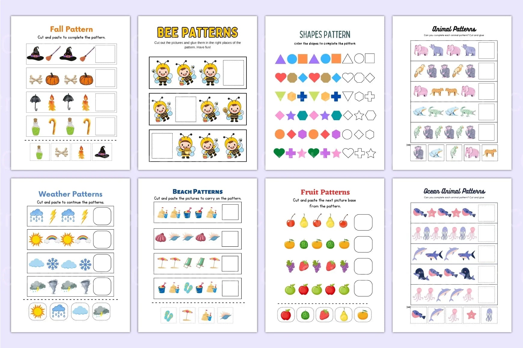 Kindergarten Pattern Workbook for Early Learning - CraftNest - Digital Crafting and Art