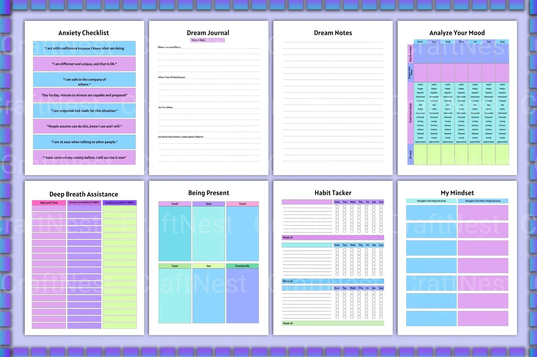 Anxiety and Depression Workbook for Mental Health - CraftNest - Digital Crafting and Art