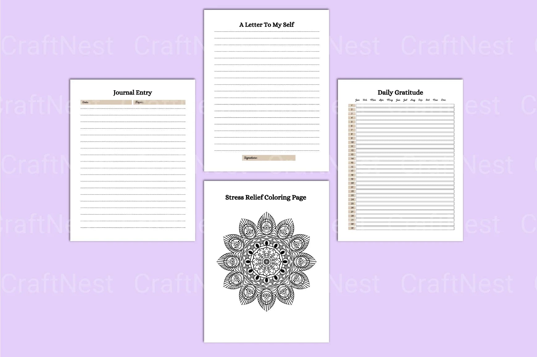Mental Health Planner for Well-being and Organization - CraftNest - Digital Crafting and Art