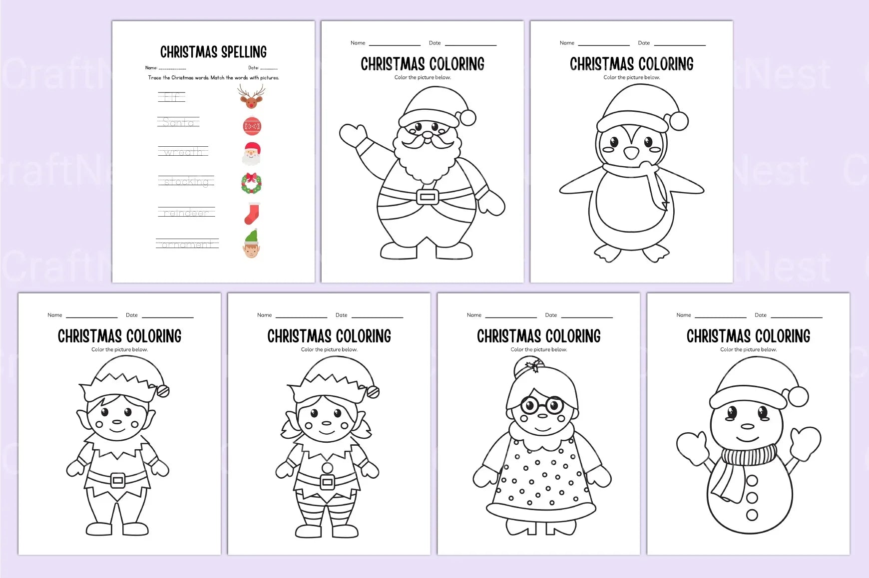 Kindergarten Christmas Workbook - CraftNest - Digital Crafting and Art