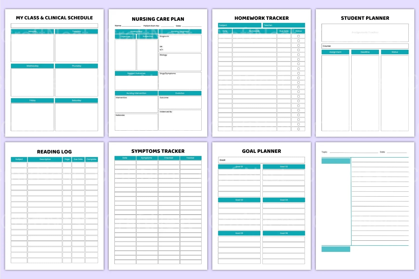 Nursing Student Organizer for Efficient Study Planning - CraftNest - Digital Crafting and Art