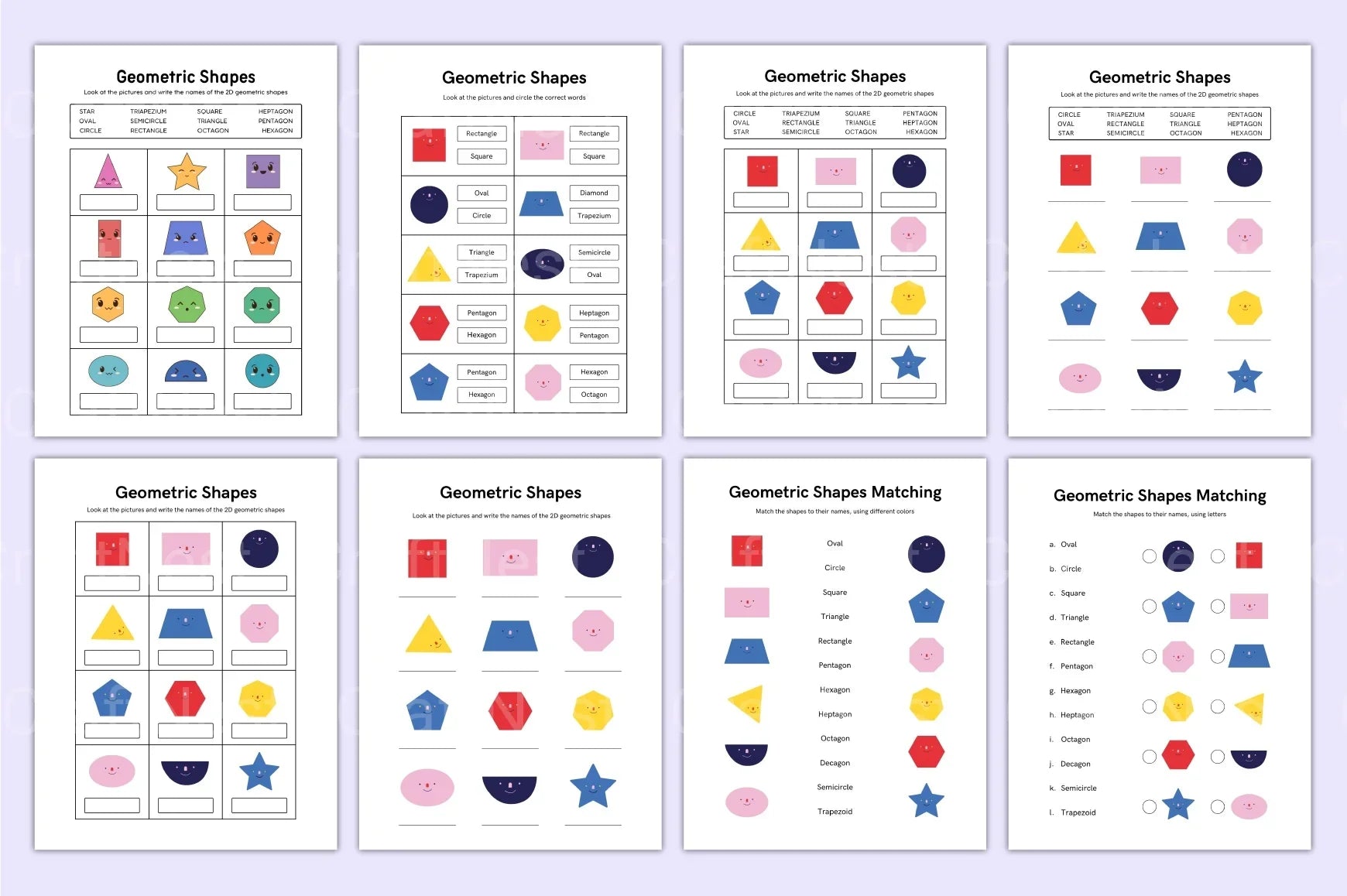 Kindergarten Shapes Workbook for Early Learning - CraftNest - Digital Crafting and Art
