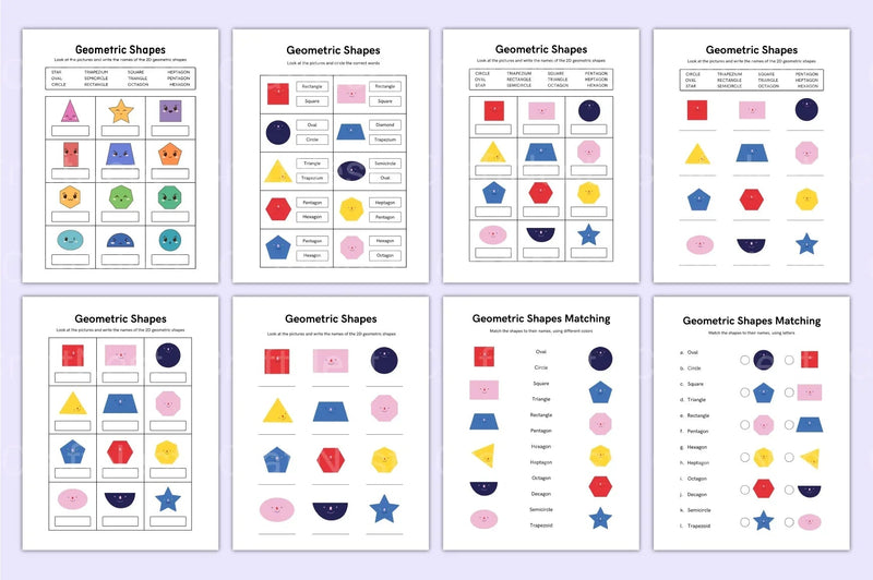 Kindergarten Shapes Workbook for Early Learning - CraftNest - Digital Crafting and Art