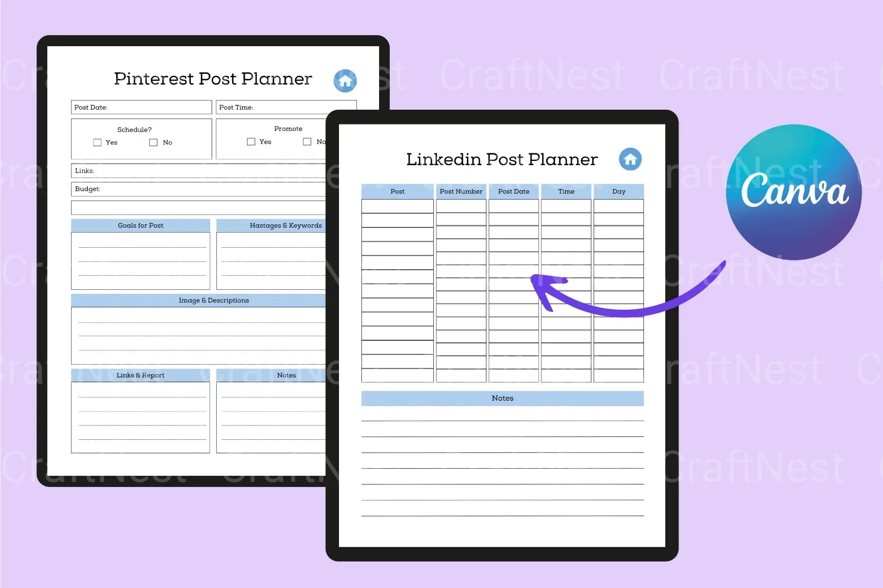 Social Media Planner Template - CraftNest - Digital Crafting and Art