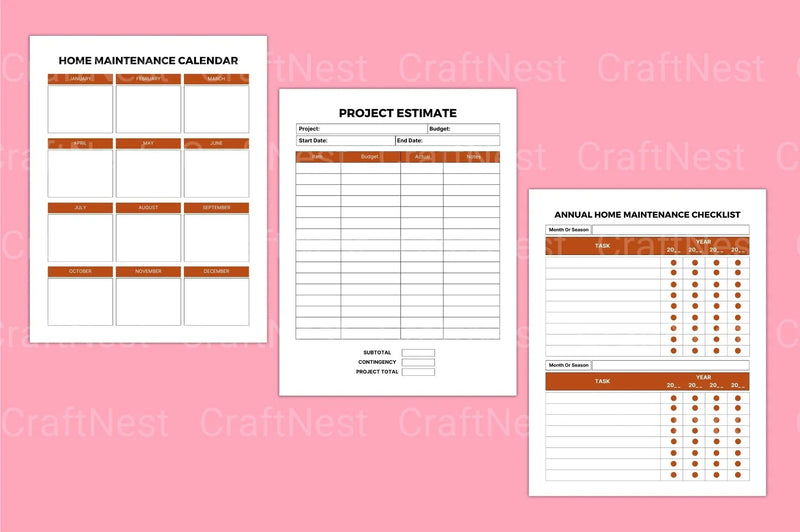 Home Care Maintenance Organizer - CraftNest - Digital Crafting and Art