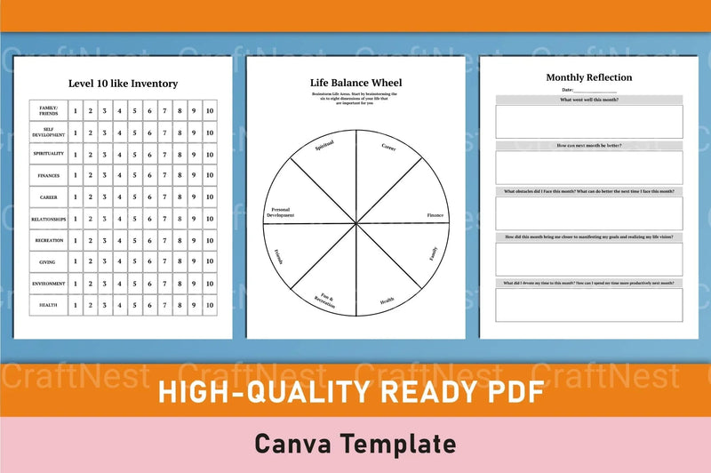 Self Care Wellness Planner for Personal Growth - CraftNest - Digital Crafting and Art