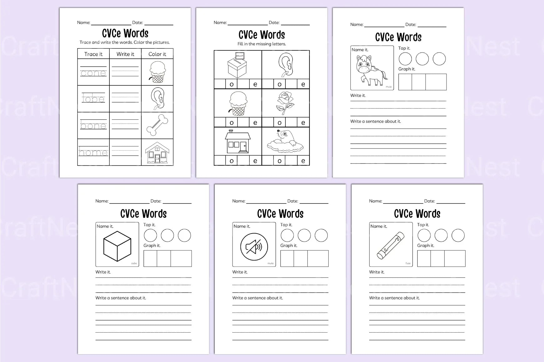 Kindergarten CVCE Workbook for Early Literacy Skills - CraftNest - Digital Crafting and Art