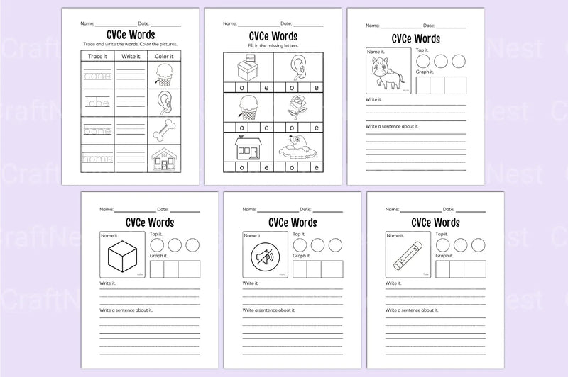 Kindergarten CVCE Workbook for Early Literacy Skills - CraftNest - Digital Crafting and Art