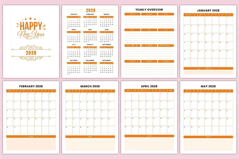 Yearly Monthly Planner Template - CraftNest - Digital Crafting and Art