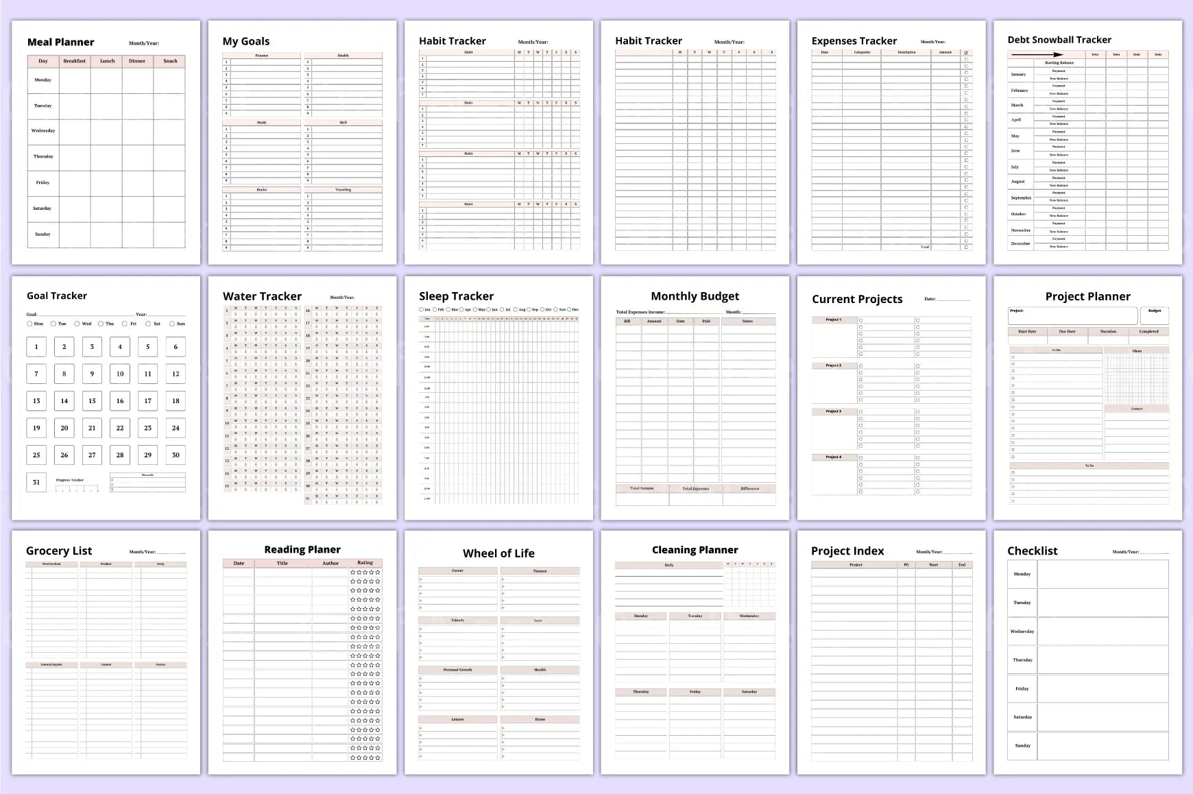 Ultimate Planner Sheets for Organization and Productivity - CraftNest - Digital Crafting and Art