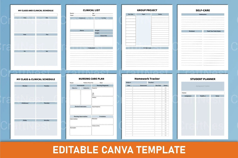 Nursing Student Planner Canva Template - CraftNest - Digital Crafting and Art