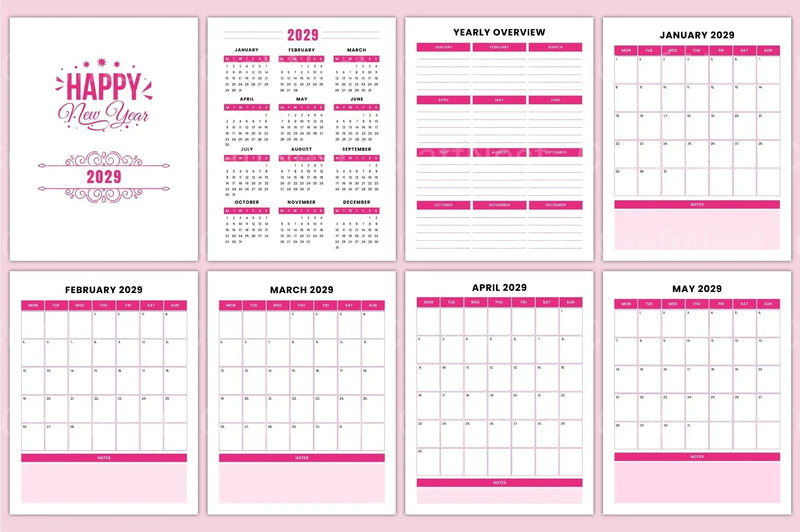 Yearly Monthly Planner Template - CraftNest - Digital Crafting and Art