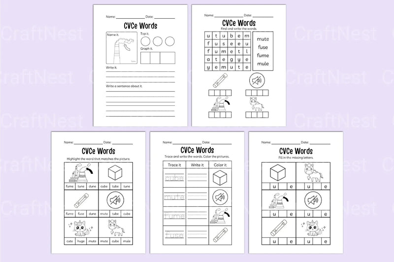 Kindergarten CVCE Workbook for Early Literacy Skills - CraftNest - Digital Crafting and Art