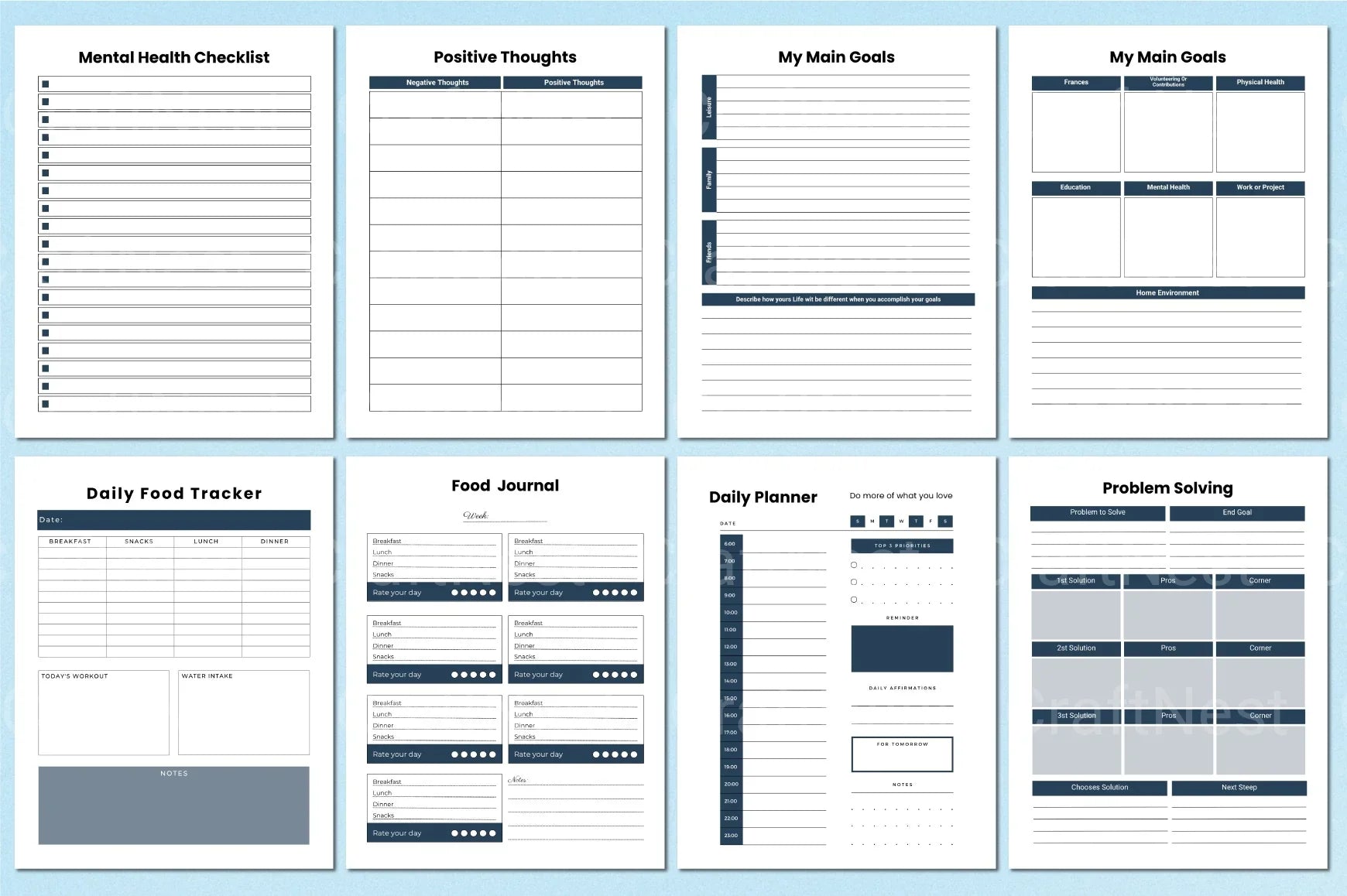Mental Health Planner for Wellness and Self-Care - CraftNest - Digital Crafting and Art