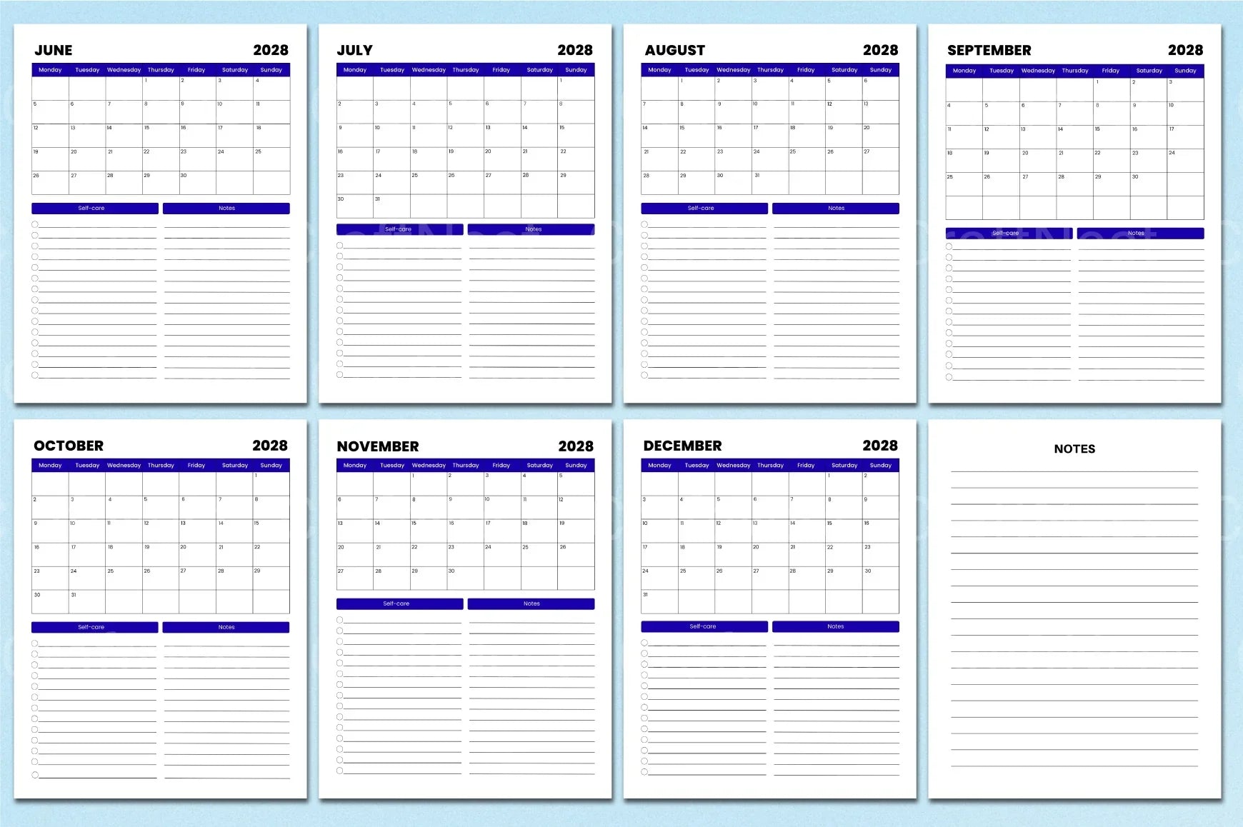 Monthly Agenda Planner - CraftNest - Digital Crafting and Art