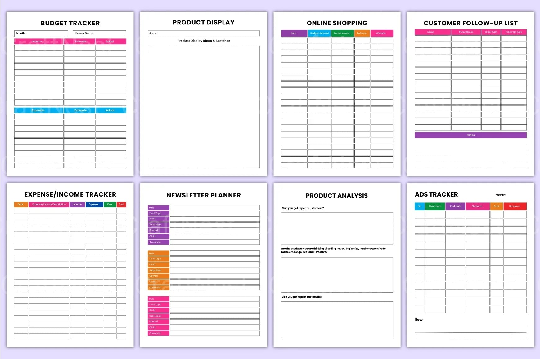 Business Management Organizer - CraftNest - Digital Crafting and Art