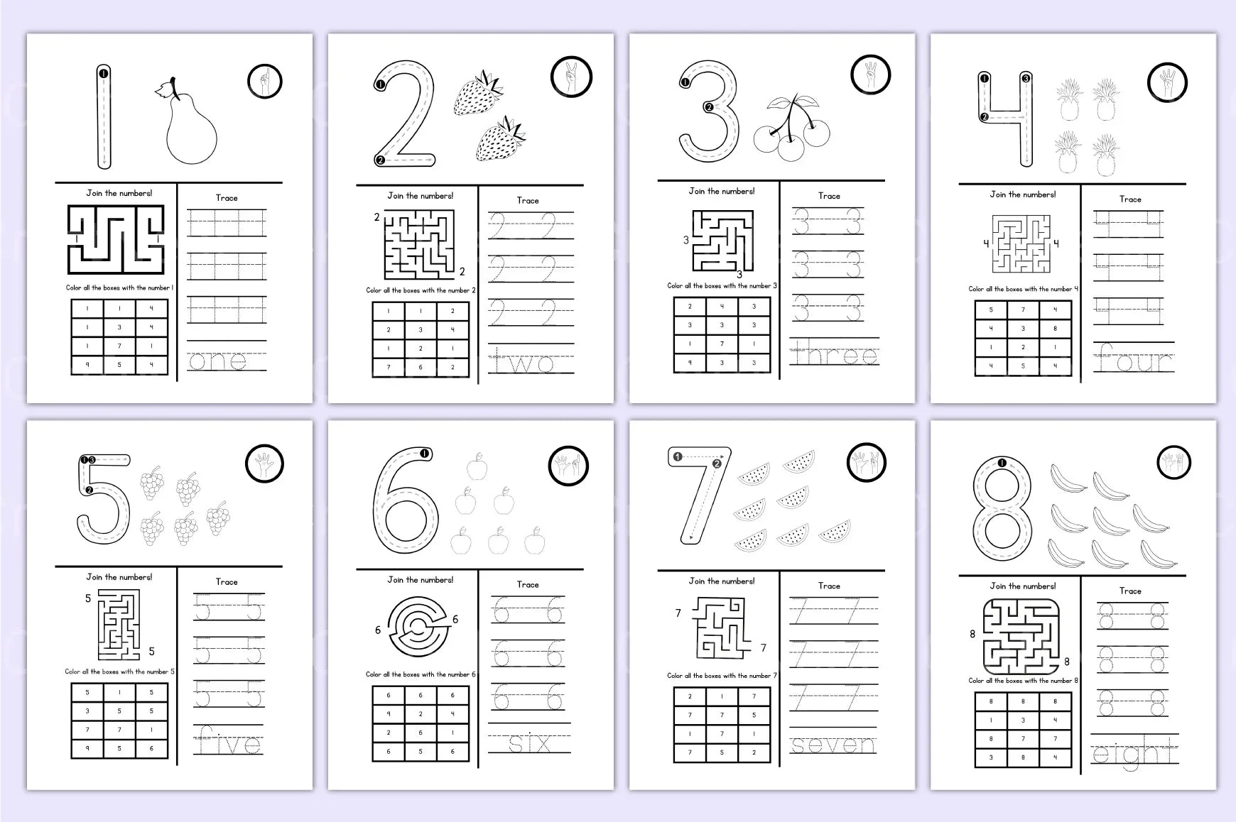 Kindergarten Numbers Workbook for Early Learning - CraftNest - Digital Crafting and Art