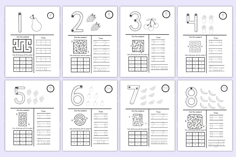 Kindergarten Numbers Workbook for Early Learning - CraftNest - Digital Crafting and Art