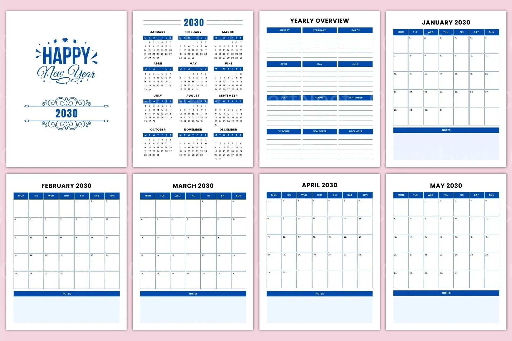 Yearly Monthly Planner Template - CraftNest - Digital Crafting and Art