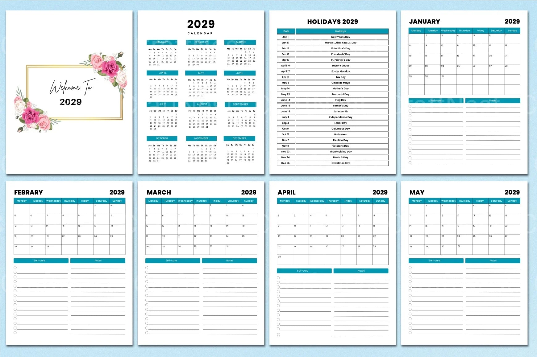 Monthly Agenda Planner - CraftNest - Digital Crafting and Art