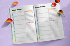 Rainbow Undated Planner for Daily Organization - CraftNest - Digital Crafting and Art