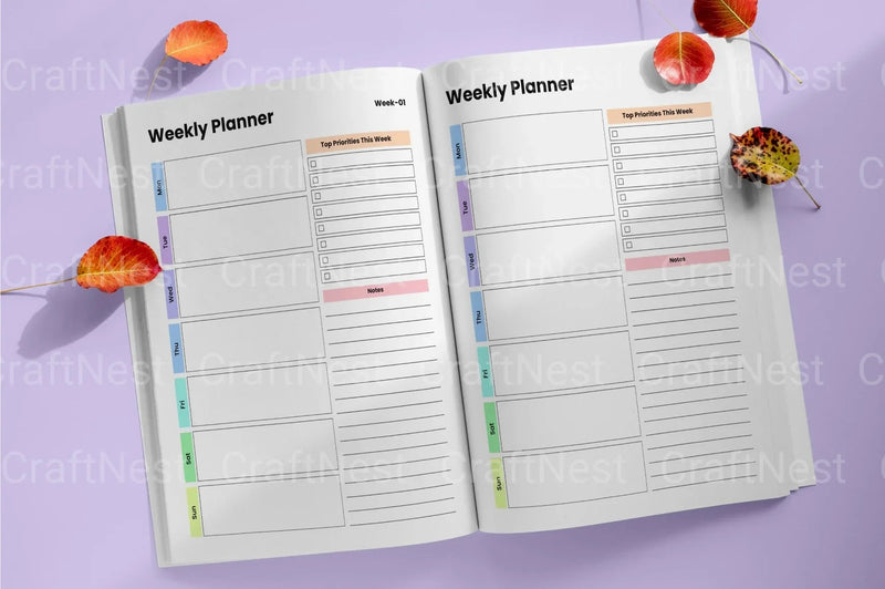 Rainbow Undated Planner for Daily Organization - CraftNest - Digital Crafting and Art