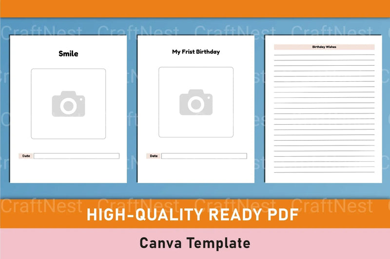 Baby Memory Book Template - Canva Design - CraftNest - Digital Crafting and Art