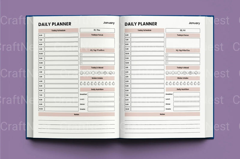 Daily Agenda Planner - CraftNest - Digital Crafting and Art