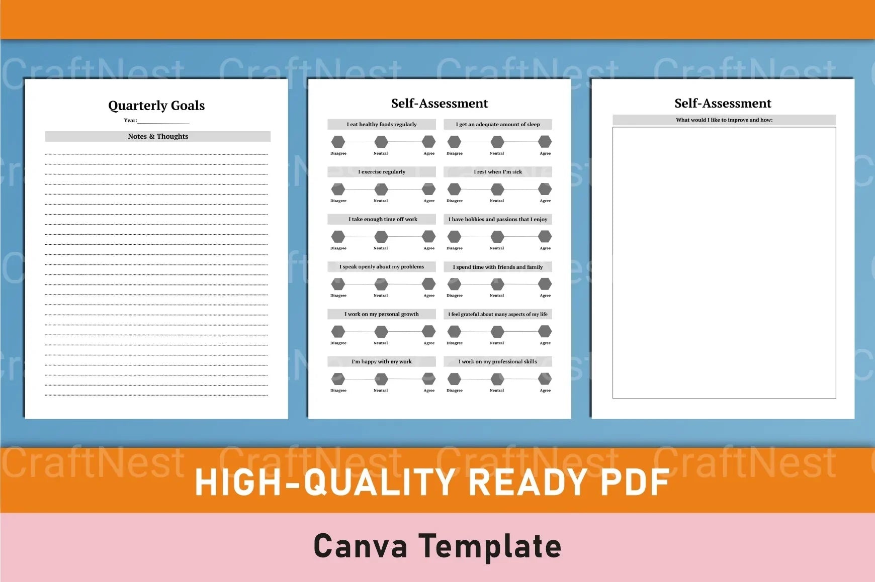 Self Care Wellness Planner Template on Canva - CraftNest - Digital Crafting and Art
