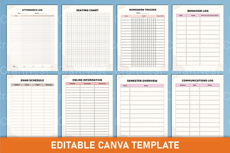 Customizable Teacher Planner Template - CraftNest - Digital Crafting and Art