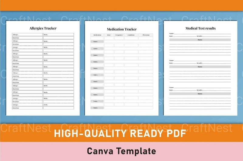 Medical Planner Template - CraftNest - Digital Crafting and Art