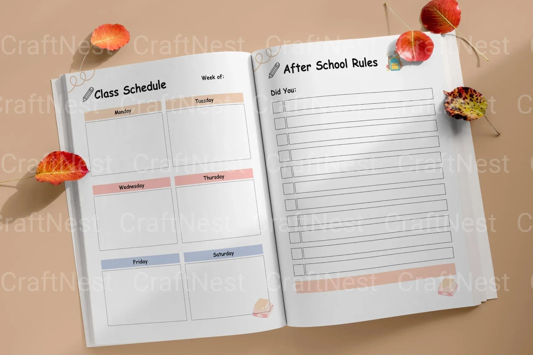 School Planner for Kids - CraftNest - Digital Crafting and Art