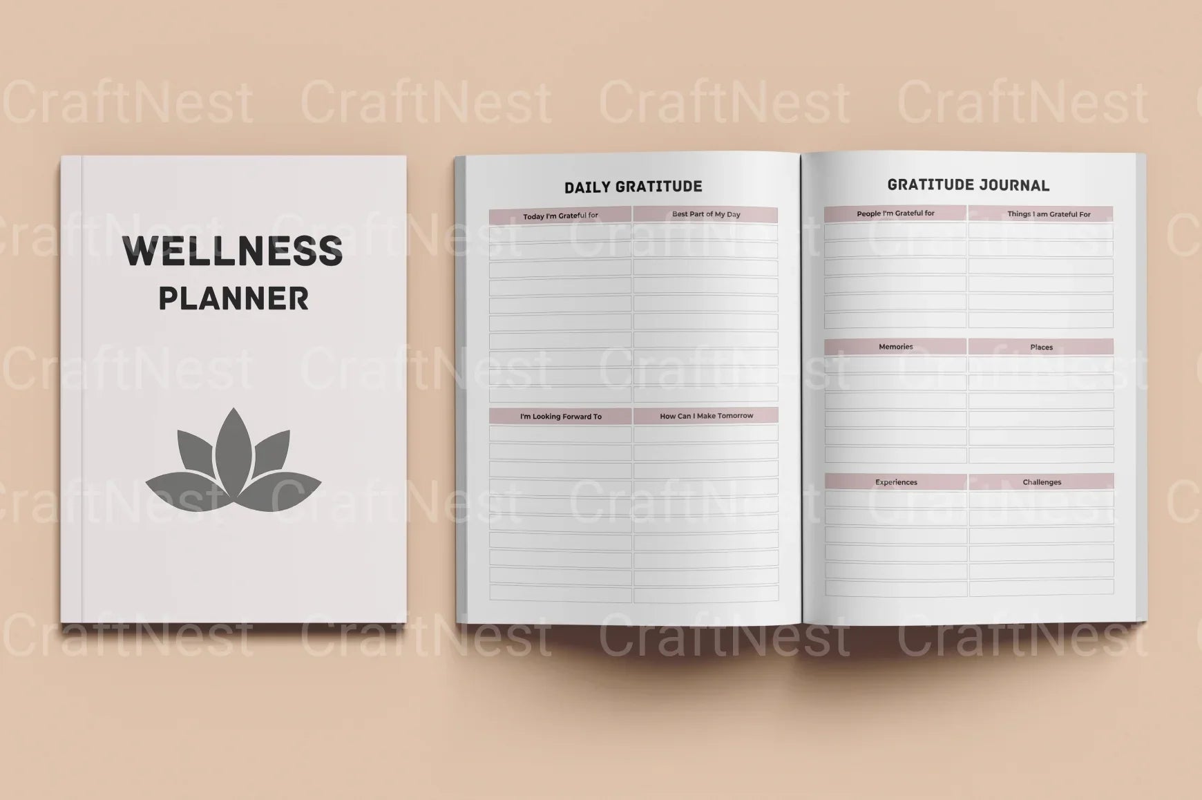 Wellness Planner Canva Interior Design - CraftNest - Digital Crafting and Art