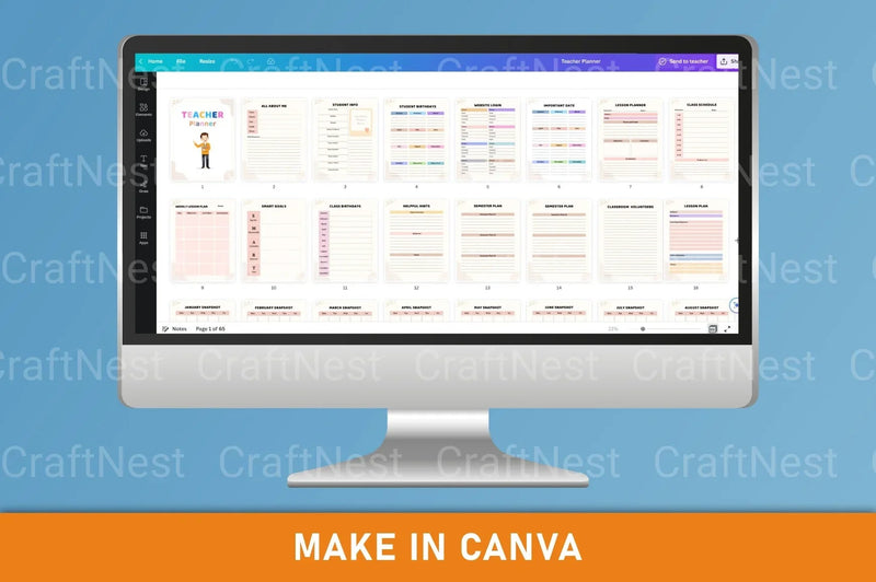 Customizable Teacher Planner Template - CraftNest - Digital Crafting and Art