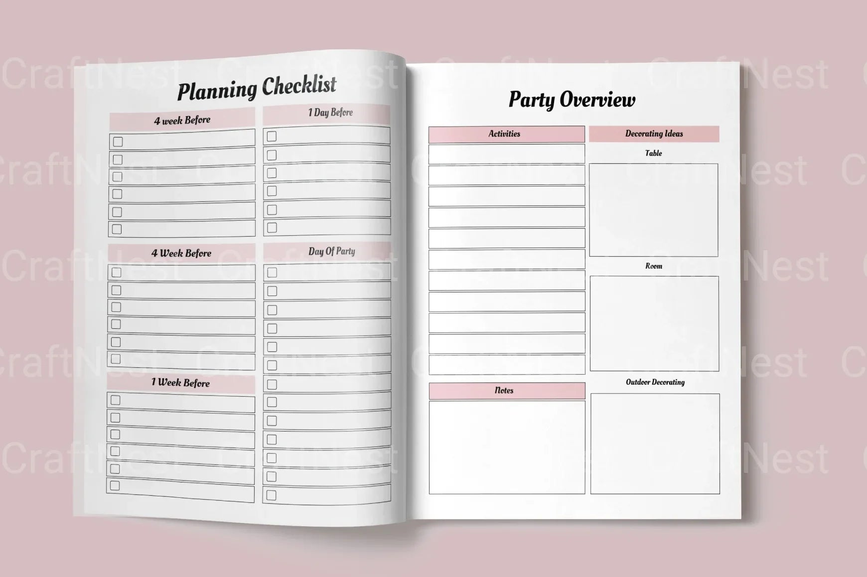 Party Event Planner Canva Template - CraftNest - Digital Crafting and Art